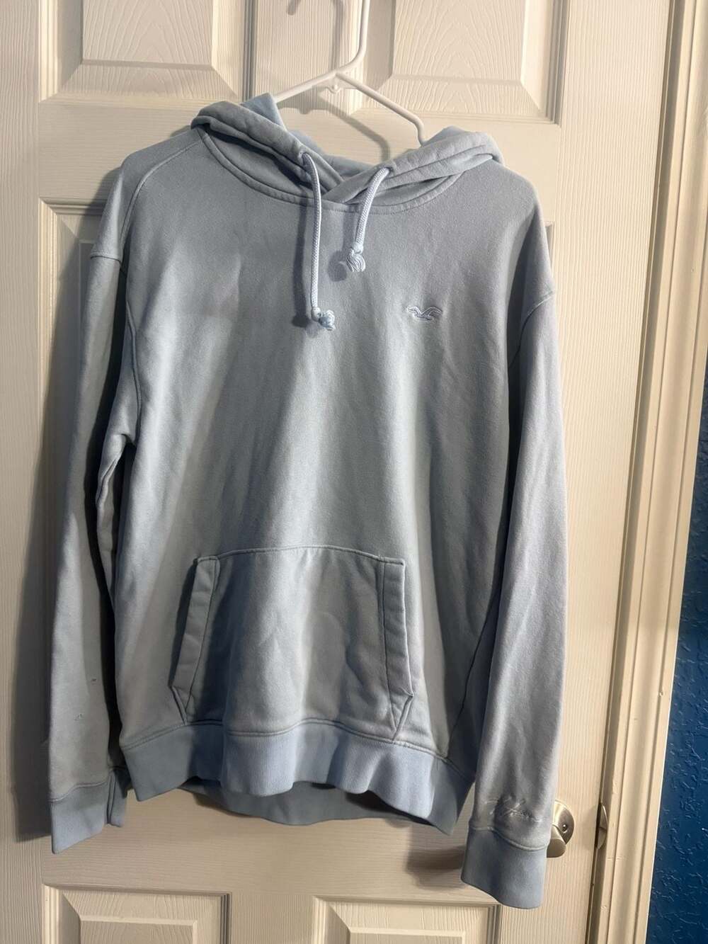 Hollister Light Blue Pullover Hoodie California Hood Embroidery Size M